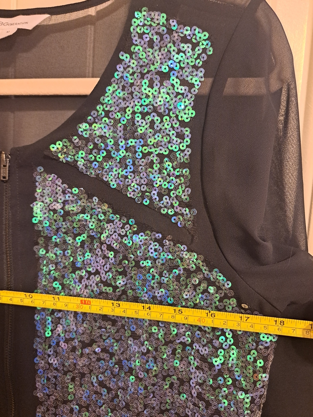 BCBGeneration Mermaid Sequin Sheer Bomber Jacket M - Picture 7 of 10